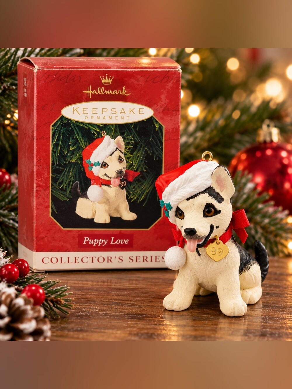 1999 Hallmark Keepsake Puppy Love #9 German Shepherd Dog Ornament w/ Box
